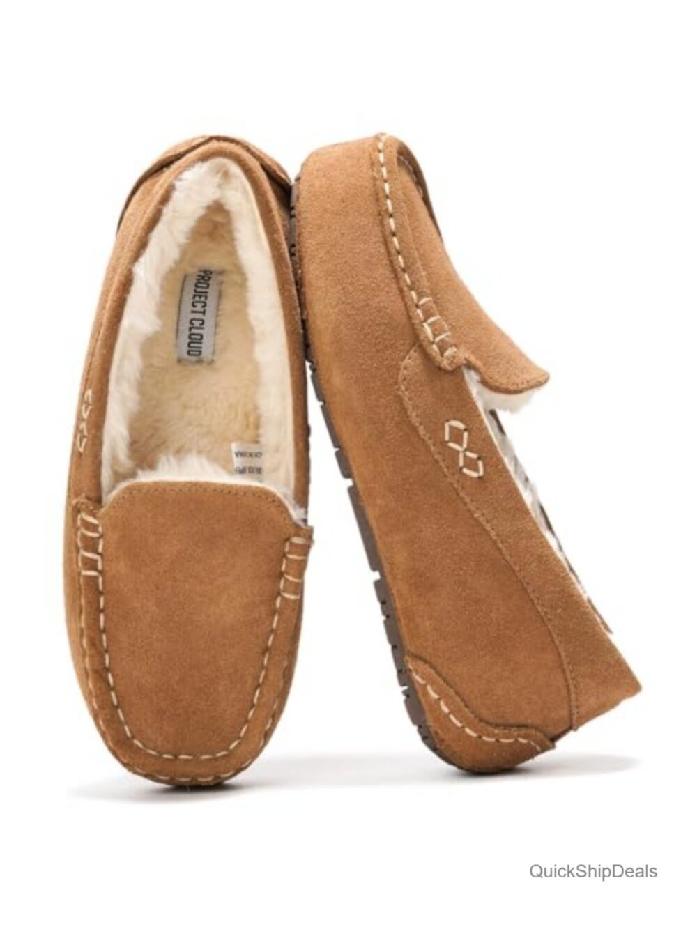 Women's Genuine Leather Fur Lined Slippers with Memory Foam Non-Slip Sole Cozy